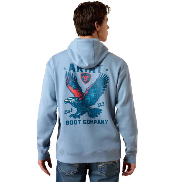 Men's Freedom Eagle Hoodie in Light Denim Cotton/Polyester, Size: Medium by Ariat