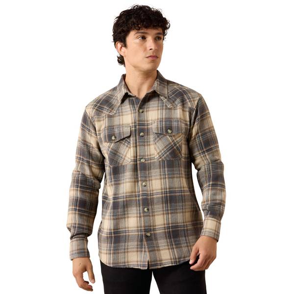 Photo of Men's Retro Waffle Button Down Long Sleeve Fitted Shirt