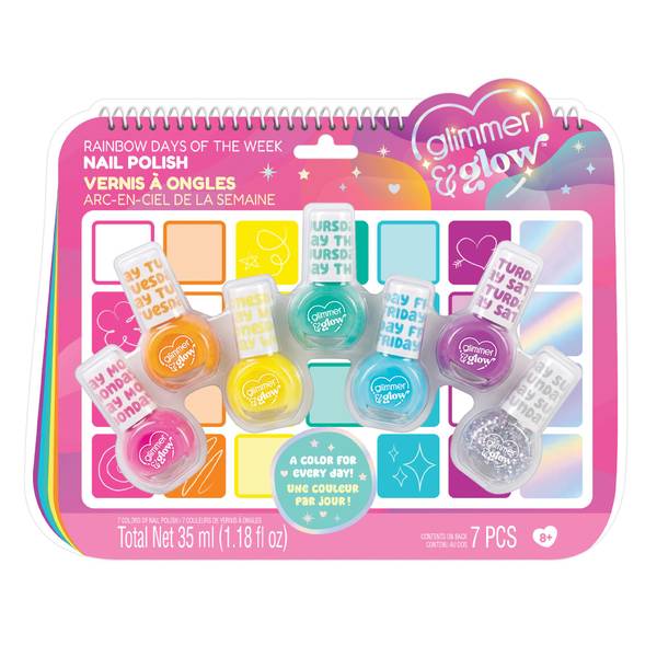 Make It Real Glimmer & Glow Rainbow Days of the Week Nail Polish Set