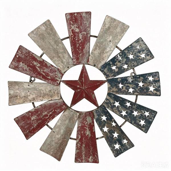 Photo of 12" Red White & Blue Patriotic Windmill Wall Hanging