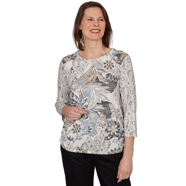 Photo of Women's Leaf Geometric Patch Print Knit Top