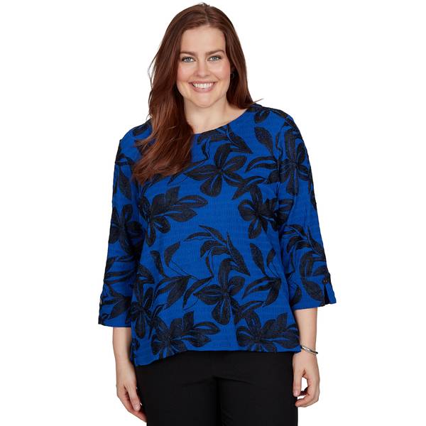 Plus Size Alfred Dunner Dinner Theater Textured Floral Blouse