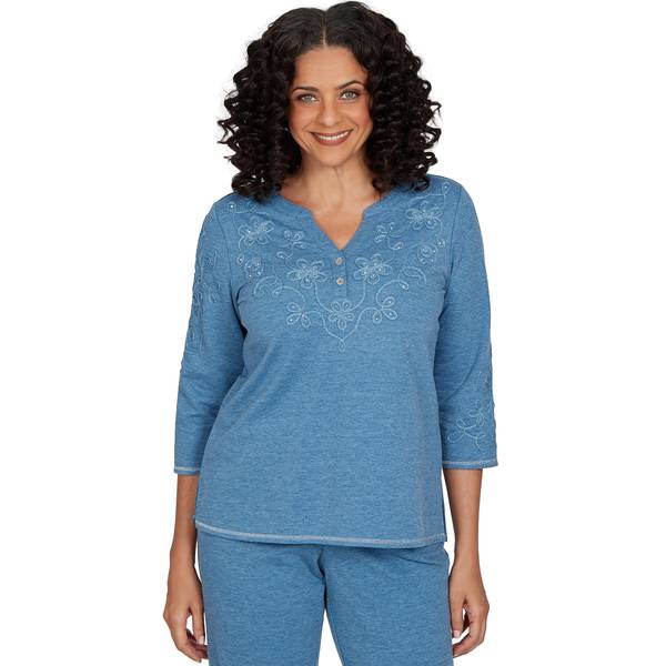 Photo of Women's Floral Soutache Embellished Henley Top