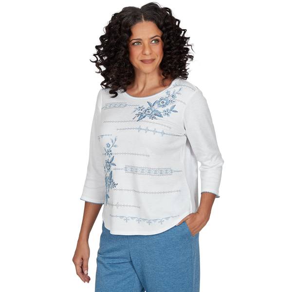 Photo of Women's Texture Floral Shimmer Knit Top