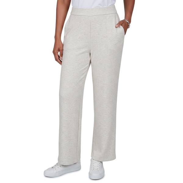 Alfred Dunner Plus Size Wide-Leg Pull-On Rayon-Nylon Blend Pants - Oatmeal Heather