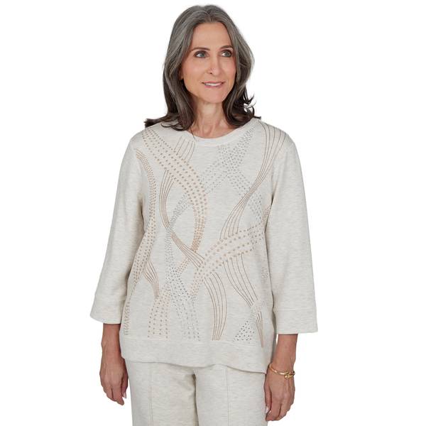 Plus Size Alfred Dunner Good To Go 3/4 Sleeve Stud Swirls Sweater