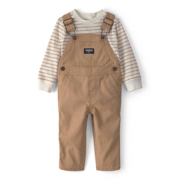 Photo of Infant Boy's 2-Piece Striped Twill Overall Set