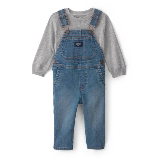 Oshkosh IB 2P Overall Grey LS Set Denim, Denim, 3M - 1V930910-3M