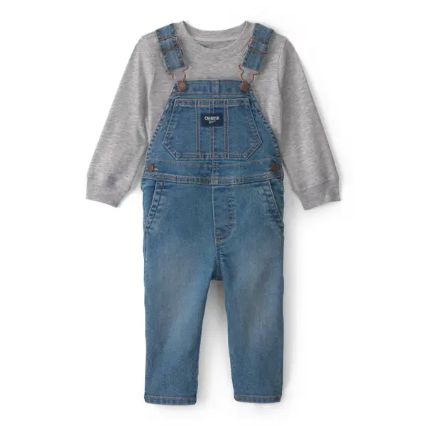 Oshkosh IB 2P Overall Grey LS Set Denim, Denim, 3M - 1V930910-3M