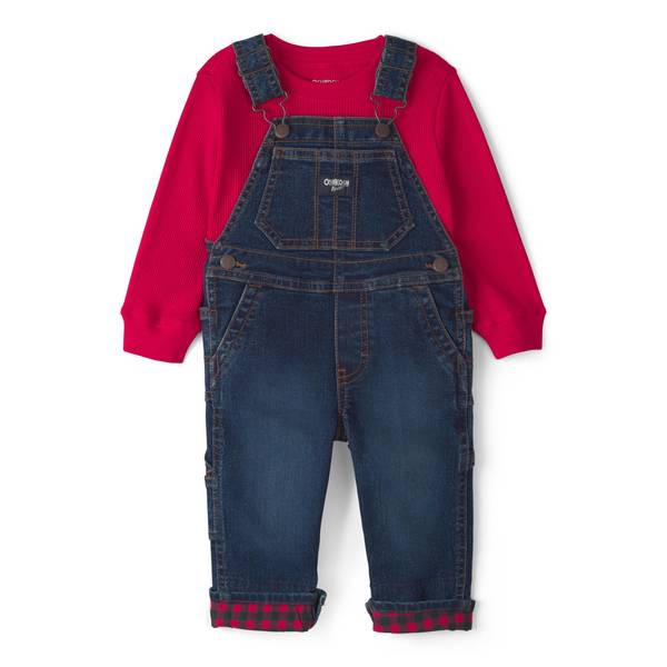Baby Boy OshKosh B'gosh® 2-Piece Thermal Top & Overall Set, Boy's, Size: 3 Months, Blue Buffalo