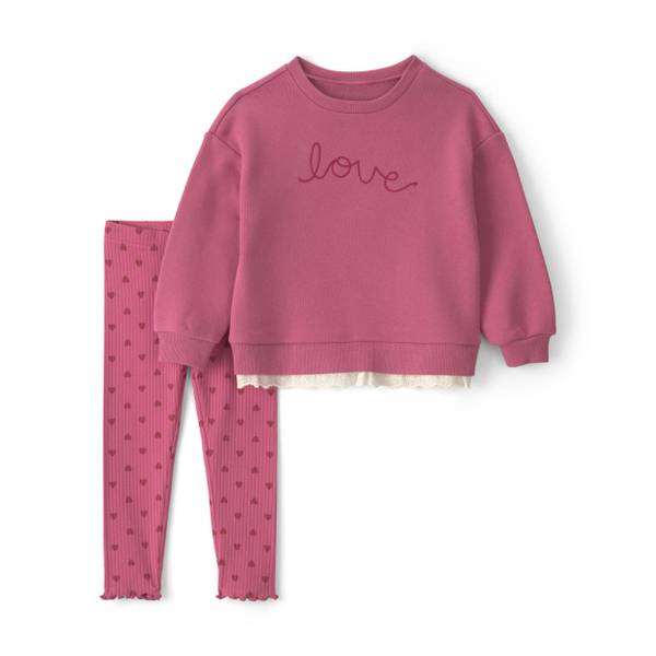 Photo of Toddler Girls' 2-Piece 'Love' Fleece Long-Sleeve Top & Pant Set - Pink
