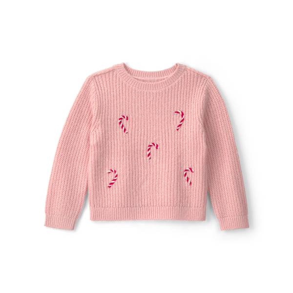 Photo of Toddler Girl's Candy Cane Sweater - Pink