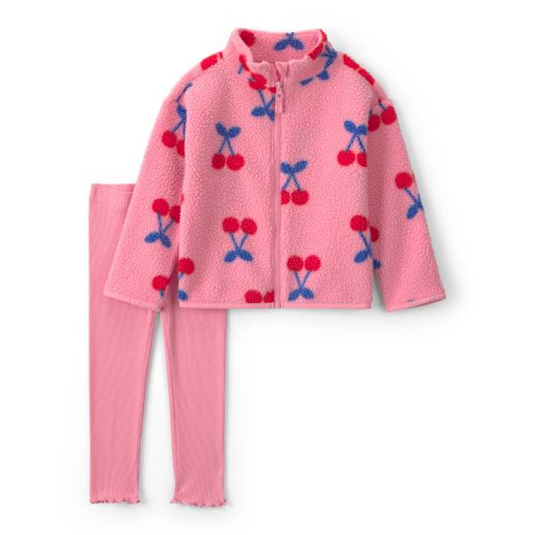 Photo of Toddler Girls' 2-Piece Cherry Fleece Long-Sleeve Top & Pant Set - Pink