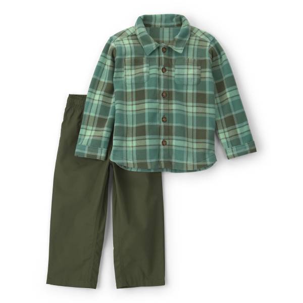 Photo of Toddler Boy's 2-Piece Plaid Fleece Jacket and Pant Set