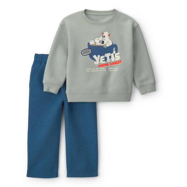 Photo of Toddler Boys' 2-Piece Yeti Fleece Long-Sleeve Top & Pant Set - Gray/Blue
