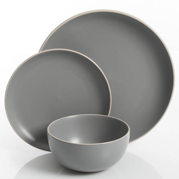 Photo of Rockaway Matte Gray 12-piece Dinnerware Set