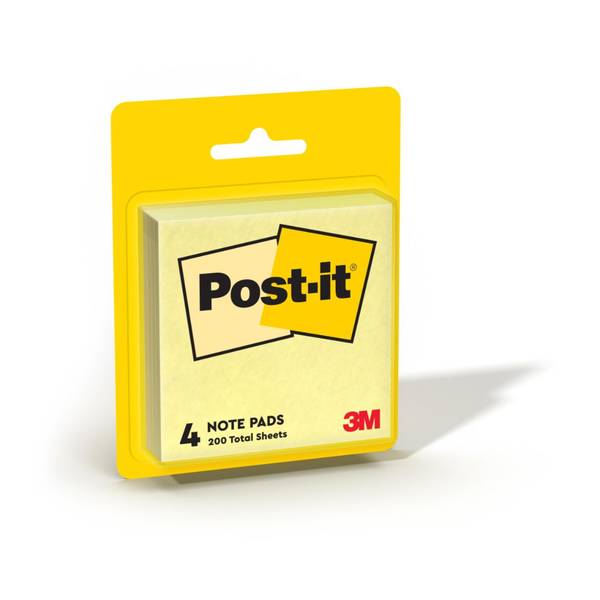 Photo of Post-it Notes, 4 Sticky Note Pads, 3 x 3 in.