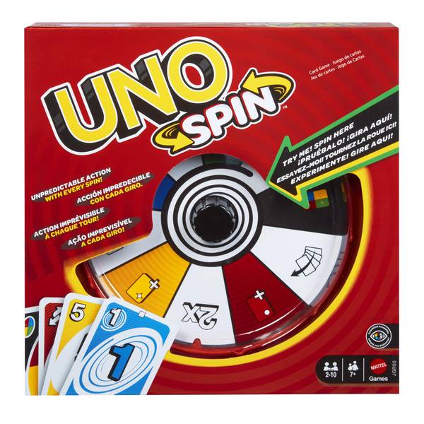 Mattel Uno Spin Card Game for Kid, Adult and Family Nights, Classic Play - Multi-Color