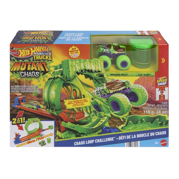 Hot Wheels 1:64 Scale Monster Trucks Mutant Chaos Chaos Loop Challenge Playset