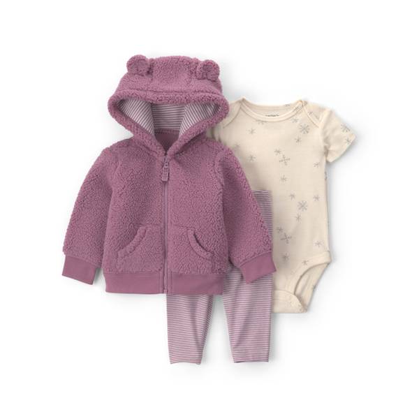 Photo of Infant Girls' 3-Piece Bear Teddy Fleece Layering Set - Purple
