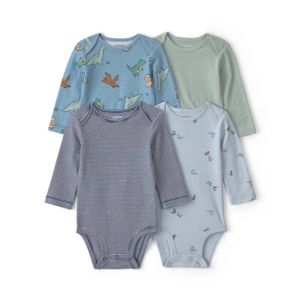 Photo of Infant Boys' 4-Pack Dinosaur Long-Sleeve Bodysuits-Blue