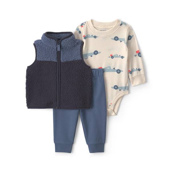 Carter's Baby Girls' Sleeveless Layering Vest, Bodysuit and Pants, 2-Piece Set - Blue