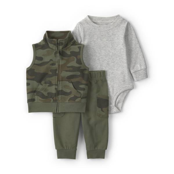 Photo of Infant Boys' 3-Piece Camo Vest Layering Set - Green/Gray