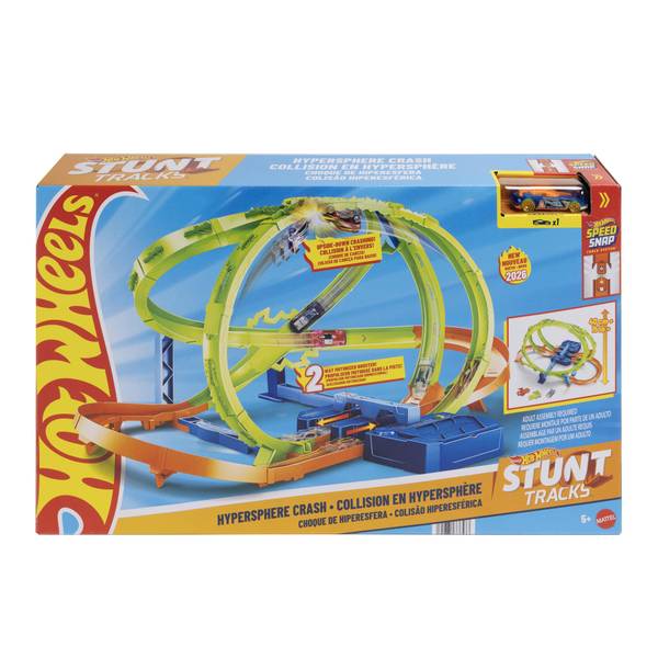 Hot Wheels 1:64 Scale Stunt Tracks Hypersphere Crash with 1 Die-Cast Car
