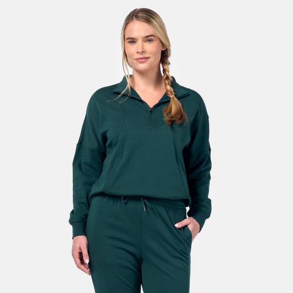 Ever Elm Women's Long Sleeve Half Mockneck Zip Fleece Sweatshirt