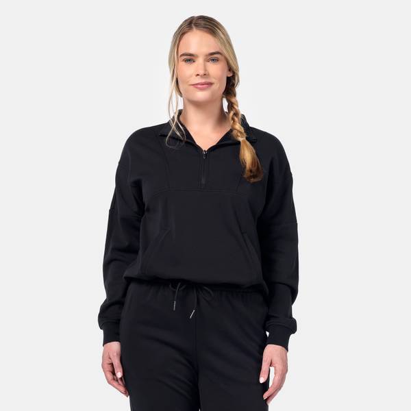 Ever Elm Women's Long Sleeve Half Mockneck Zip Fleece Sweatshirt