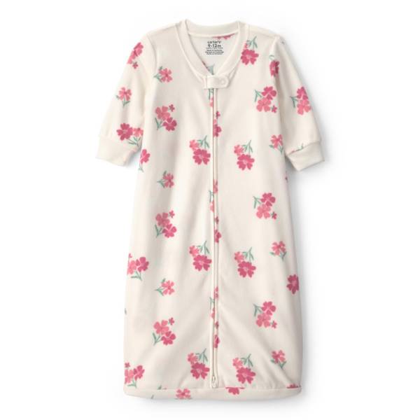 Photo of Infant Floral Fleece Loose Fit Wearable Blanket-White