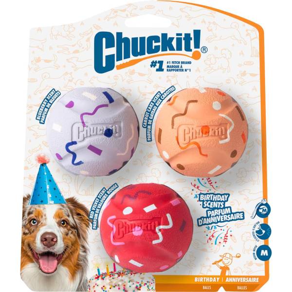 Chuckit! 3 Pack Birthday Ball Dog Toy