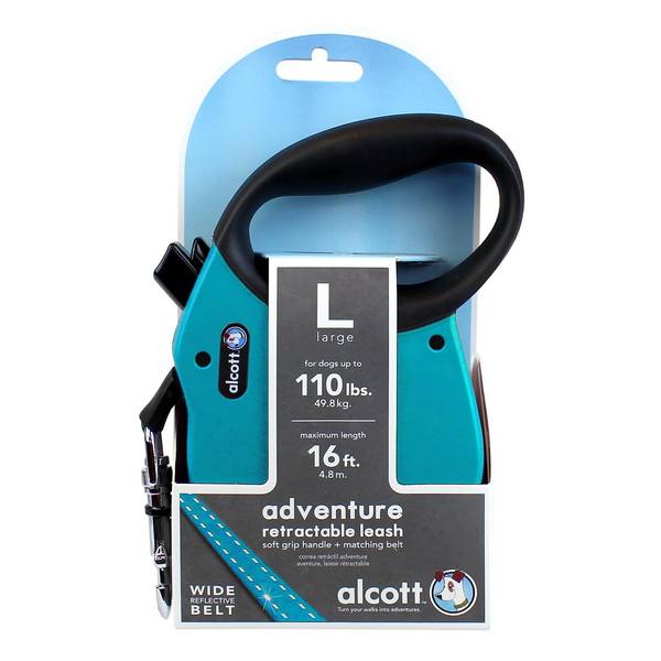 Paws Alcott RLSH AA LG BL 16 ft. Retractable Leash, Blue - Large