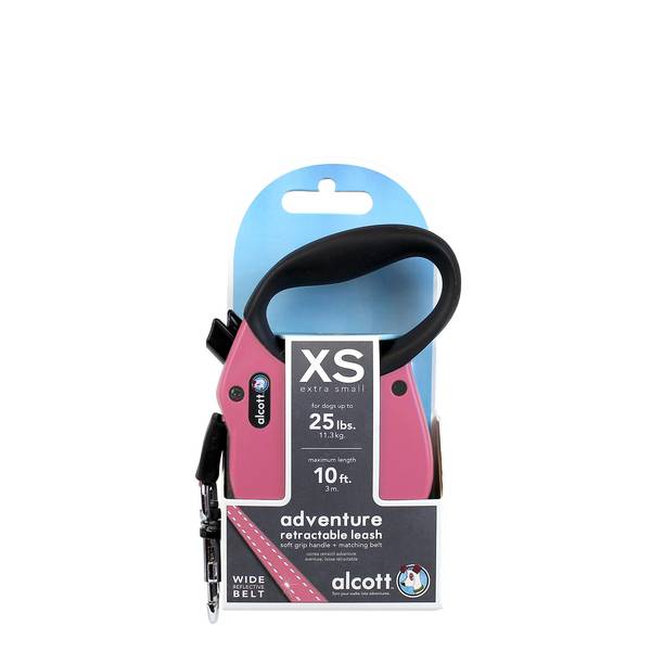 Paws Alcott RLSH AA XS PK 10 ft. Retractable Leash, Pink - Extra Small