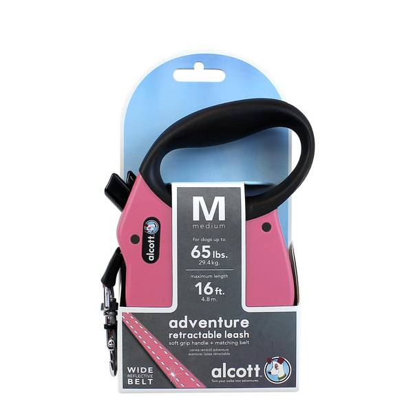 Paws Alcott RLSH AA MD PK 16 ft. Retractable Leash, Pink - Medium