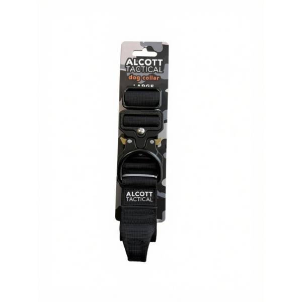 CLR LG TCT BK Tactical Dog Collar, Black - Large