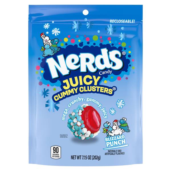 Nerds Juicy Gummy Clusters Holiday Stand Up Bag Blizzard Punch - 7.15 OZ