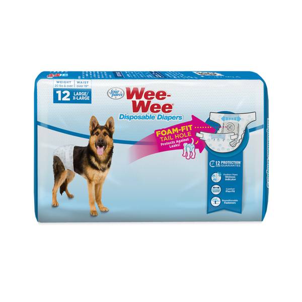 Four Paws 12 Count Wee-Wee Disposable Large/X-Large Dog Diapers
