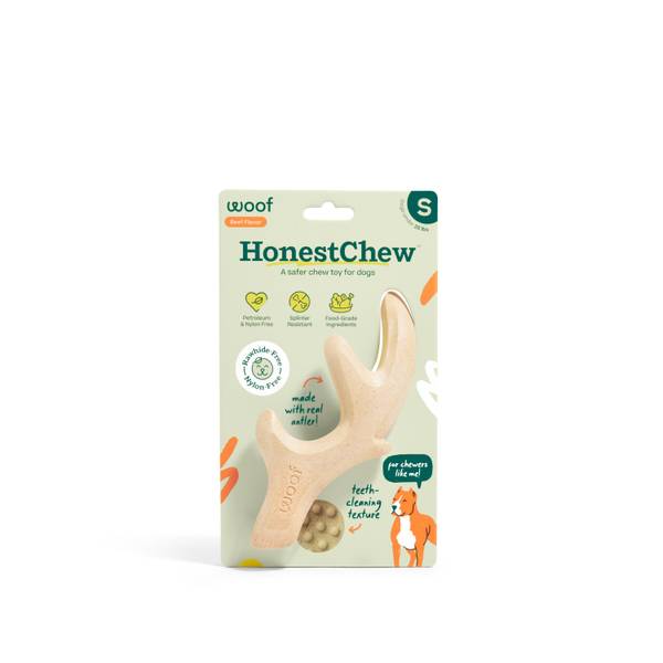 Woof HonestChew Small Beef Flavor Antler Dog Chew Toy