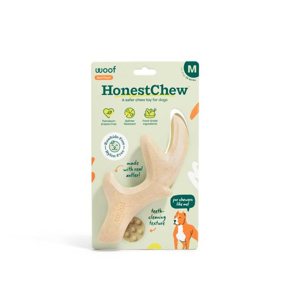 Woof HonestChew Medium Antler Beef Flavor Dog Chew Toy