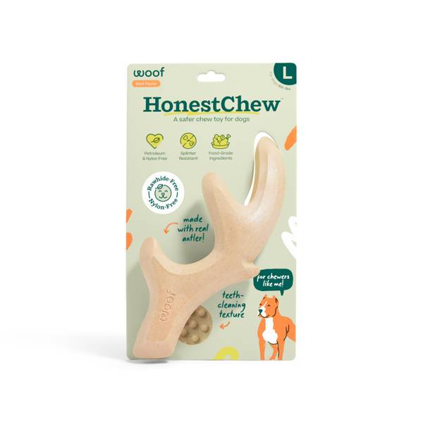 Woof HonestChew Large Antler Beef Flavor Dog Chew Toy