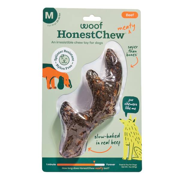 Woof HonestChew Meaty Medium Antler Dog Chew Toy