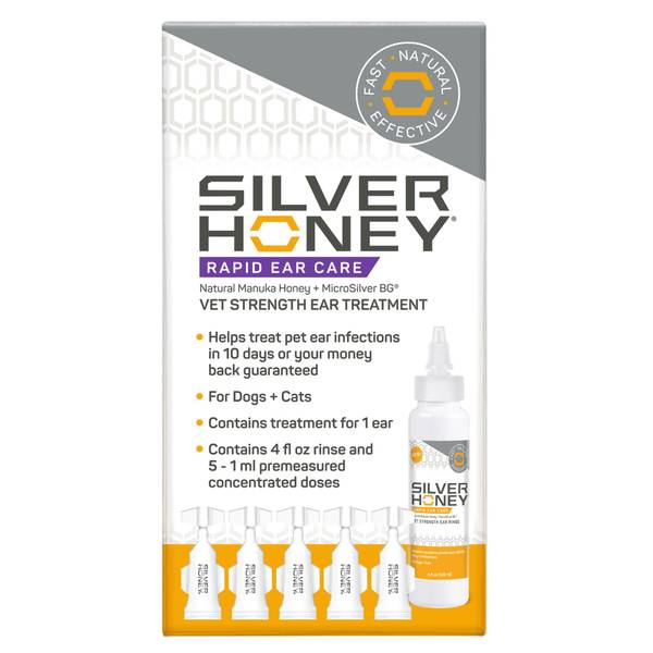 Silver Honey Rapid Ear Care Vet Strength Pet Rinse - 4 fl. oz. rinse & 5 1-ml premeasured doses