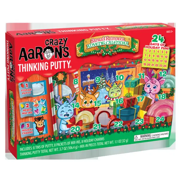 Crazy Aarons Thinking Putty Santa's Reindeer Advent Calendar