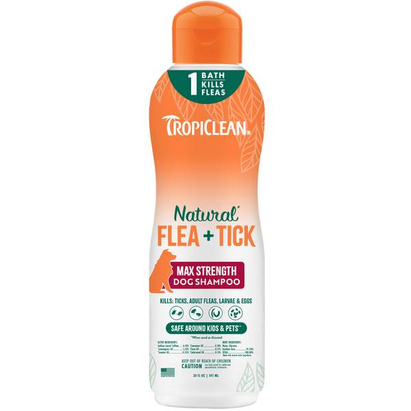 TropiClean Natural 20oz Flea + Tick Maximum Strength Dog Shampoo