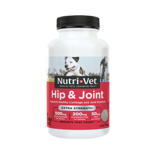 Nutri-Vet Hip & Joint supplement for dogs, Extra Strength, 500mg GS, 200mg CS, 75 Count