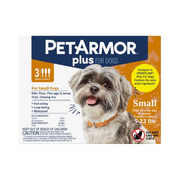 PetArmor Plus Dog Flea & Tick Spot On Treatment - Small Dogs 5-22lbs