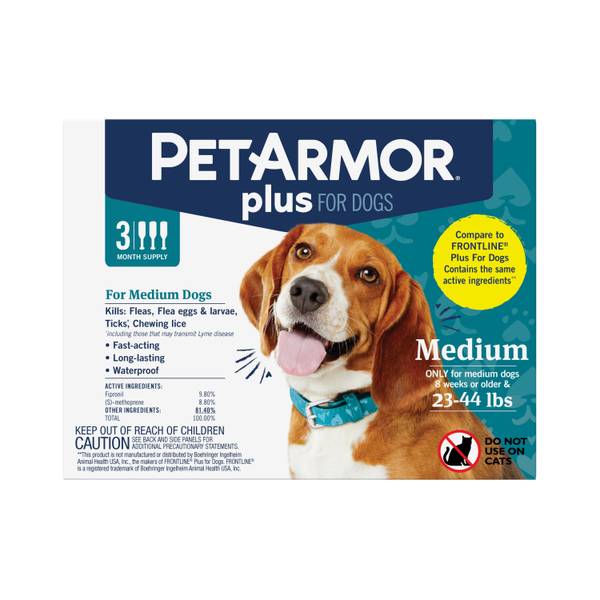 PetArmor Plus Dog Flea & Tick Spot On Treatment - Medium Dogs 23-44lbs