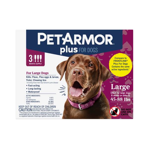 PetArmor Plus Dog Flea & Tick Spot On Treatment - Large Dogs 45-88lbs