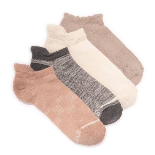 Muk Luks W Ml Ds Lc Socks 4 Pk Dream Step Low Cut Ankle Womens Multi-Pack 4 Pair Low Cut Socks, One Size Fits Most, White